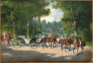 Keizerin Elisabeth in een koets in de Prater van Wenen, ca. 1860 door Unbekannt