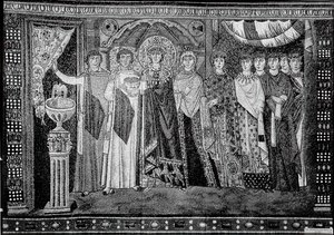 Keizerin Theodora en Leden van Haar Hof, Byzantijns, vroege 20e eeuw, origineel gedateerd 6e eeuw door Unbekannt