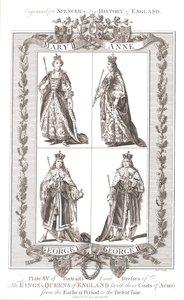 Engelse koningen en koninginnen met wapenschilden, 1780-1800