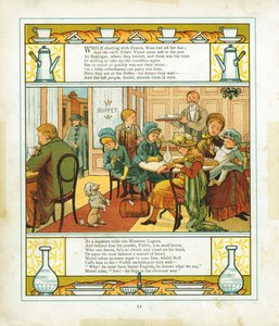 Engelse familie eet in het stationsbuffet in Boulogne, Frankrijk, 1886 door Unbekannt