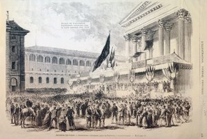 Werving van vrijwilligers voor de Nationale Garde, Place du Pantheon, Parijs, 1870-1871 door Unbekannt