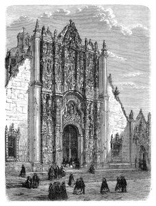 Ingang van de kathedraal van Mexico-Stad, eind 19e eeuw