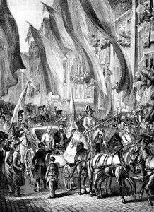 Intocht van aartshertog Jan van Oostenrijk in Frankfurt op 11 juli 1848 door Unbekannt