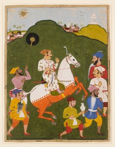 Ruiterportret van Maharana Raj Singh I van Mewar, 1670 door Unbekannt