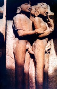 Erotisch beeldhouwwerk, Hindoe tempel, Khajuraho, India, 950 - 1050