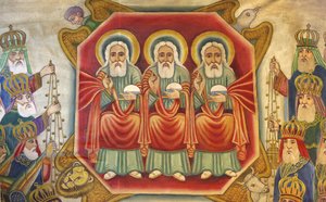 Ethiopisch koptisch icoon bij het Heilig Graf, Jeruzalem, Israël door Unbekannt