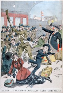 Excessen van Britse soldaten in een treinstation, 1902 door Unbekannt