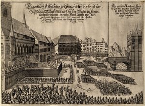 Executie van 27 protestantse leiders op het Oude Stadsplein in Praag op 21 juni 1621, 1621 door Unbekannt
