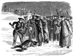 Verbannen Russische gevangene wordt gedisciplineerd, 1874 door Unbekannt