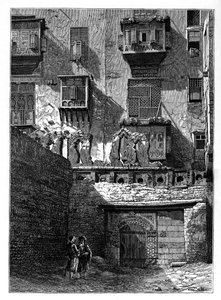 Gevel van een huis in het oude deel van Caïro, Egypte, ca. 1890