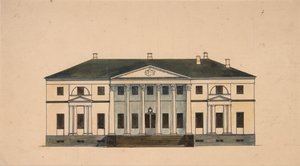 Gevel van het Huis in het Golitsyn Petrovo-Dalneye Landgoed, eerste kwart van de 19e eeuw