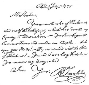 Facsimile van een brief van Benjamin Franklin aan Mr. Strahan door Unbekannt
