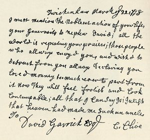 Facsimile van handgeschreven brief door Kitty Clive, 1907
