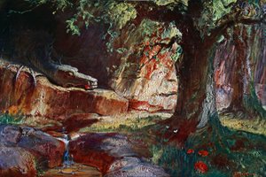 Fafner in zijn grot, 1906 door Unbekannt