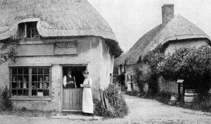 Kruidenierswinkel, hoek van Bradford Peverell, Wessex, ca. 1922
