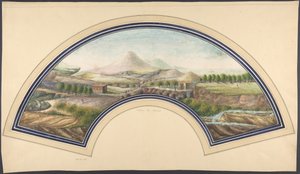 Waaiervorm met de Vesuvius, 19e eeuw