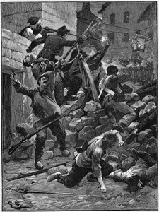Gevechten bij de barricades, De Julimonarchie, Frankrijk, 1848 ca. 1885 door Unbekannt