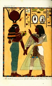 Beeld van de Egyptische godin Hathor met koning Seti I uit zijn graf in Thebe, ontdekt door Giovanni Battista Belzoni