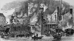Brand bij Toppings Wharf, London Bridge, 1843, c1843, 1912