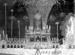 Vuurwerk in Green Park, St James, 27 april 1749 door Unbekannt