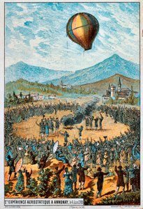 Eerste testvlucht van een heteluchtballon in Annonay, Frankrijk, 4 juni 1783, 1890s door Unbekannt