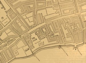 Fleet Street, The Temple, enz., van een kaart van Londen, gepubliceerd 1720 door Unbekannt