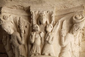 Fleury abdij basiliek portiek kapiteel, Saint Benoit sur Loire, Frankrijk door Unbekannt