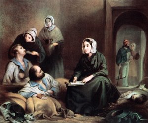 Florence Nightingale, Britse verpleegster en ziekenhuis hervormer, in het Scutari Ziekenhuis, Turkije, 1855 door Unbekannt