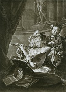 Fluit, viool en chitarrone George Frederick Handel als jonge muzikant in Hamburg, achttiende eeuw