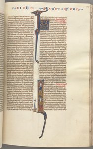Fol. 199r, Esther, gehistorieerde initiaal, twee zittende mannelijke figuren, ca. 1275-1300 door Unbekannt