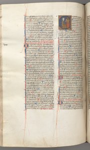 Fol. 227v, Psalm 80, gehistorieerde initiaal E, David slaat een beiaard van hel, c. 1275-1300