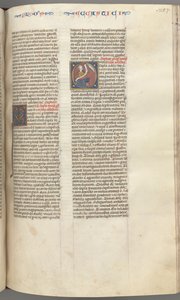 Fol. 257r, Ecclesiasticus, gehistorieerde initiaal O, Sirach zittend met een rol, buste van God erboven, ca. door Unbekannt