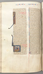Fol. 292v, Jeremia, gehistorieerde initiaal V, de steniging van Jeremia, ca. 1275-1300 door Unbekannt
