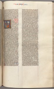 Fol. 350r, Hosea, gehistorieerde initiaal V, Hosea predikend tot drie mannen, ca. 1275-1300 door Unbekannt