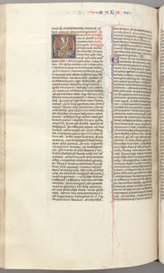 Fol. 368v, Malachi, gehistorieerde initiaal O, Malachi zittend met een rol, c. 1275-1300 door Unbekannt