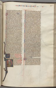 Fol. 456r, Timoteüs I, gehistorieerde initiaal P, Paulus zittend, ca. 1275-1300