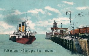 Folkestone Boulogne Boot vertrekt, ca. 1905