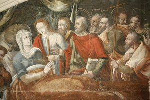 Abdij van Fontevraud kapittelhuis schilderij: Maria
