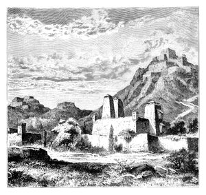 Versterkte dorpen bij Lanzhou, China, 1895 door Unbekannt