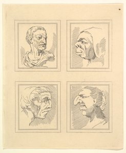 Vier Hoofden uit Karikaturen door Leonardo da Vinci, van Tekeningen door Wincelslaus Hollar door Unbekannt