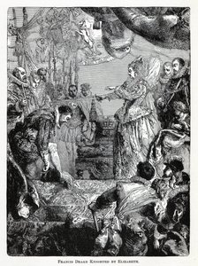 Francis Drake geridderd door Elizabeth