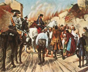 Frederik de Grote in de ruïnes van Küstrin voor de Slag bij Zorndorf, 25 augustus 1758, 1936 door Unbekannt