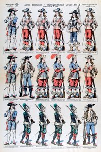 Frans leger, musketiers van Lodewijk XIII, 17e eeuw 19e eeuw door Unbekannt