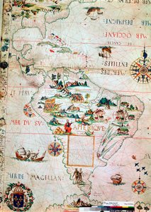 Franse kaart van Midden- en Zuid-Amerika, Frans, 1550