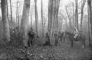 Franse patrouilles in het bos van Argonne, Frankrijk