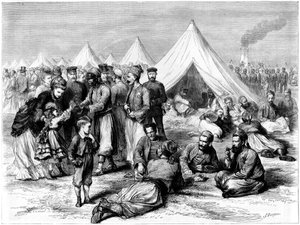 Frans krijgsgevangenenkamp in Wahn, nabij Keulen, Frans-Duitse Oorlog, 1870