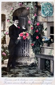 Franse romantische ansichtkaart, c1900