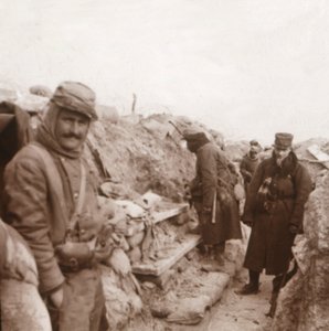 Franse soldaten in de loopgraven, Perthes, Noord-Frankrijk, ca. 1914-1918