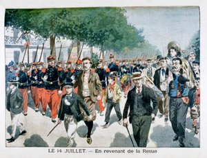 Franse soldaten terugkerend van de parade op 14 juli, 1901 door Unbekannt
