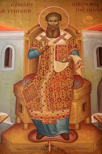 Fresco in de Grieks-orthodoxe kerk van Sint Gregorius Palamas, Thessaloniki, Griekenland